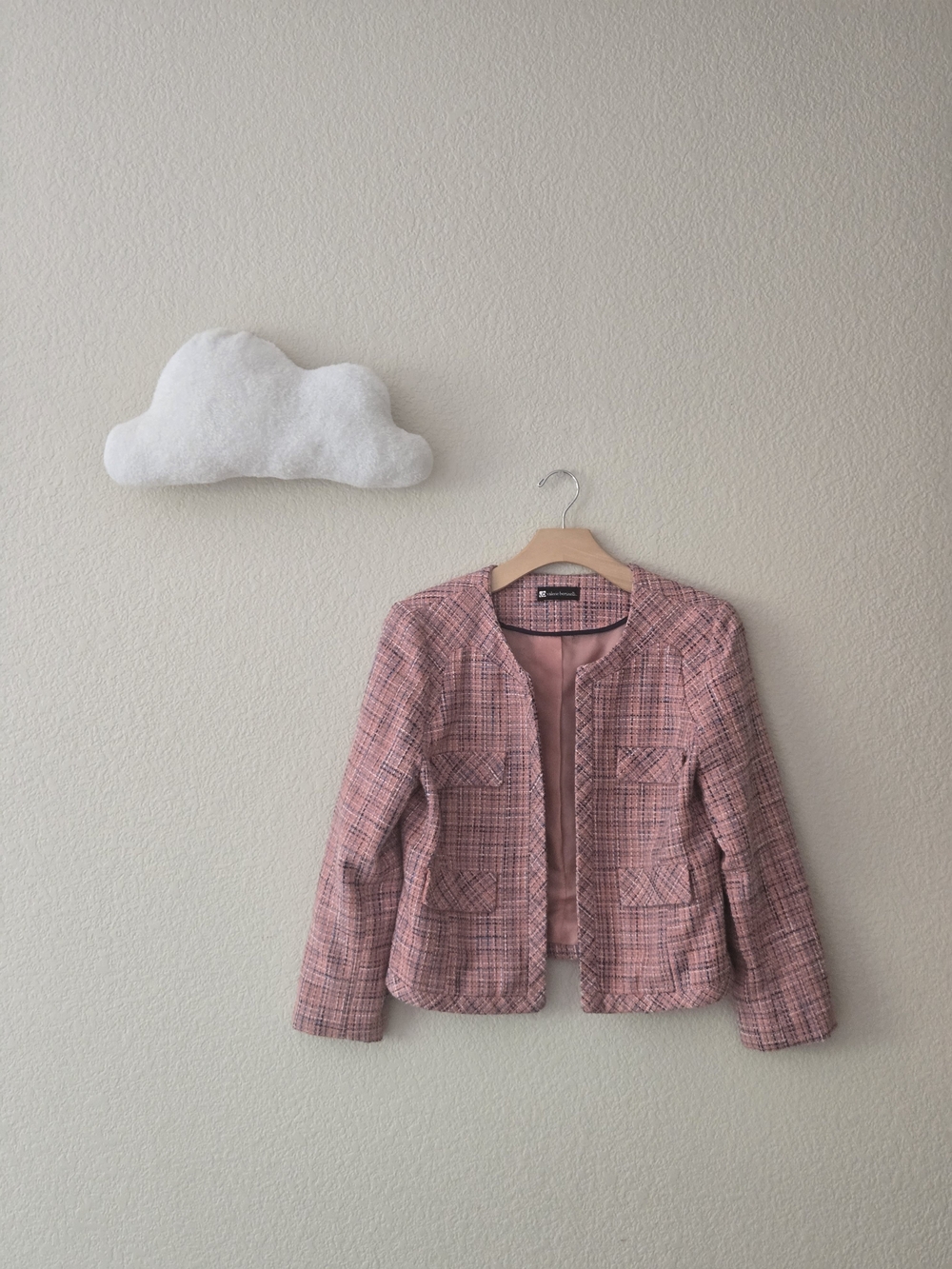 Valerie Bertinelli Pink Multicolor Tweed Jacket Blazer